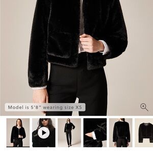 J. Crew Black Faux-fur lady jacket L